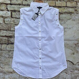 $148 Diesel Women's C-Mony Sleeveless Button Tank Top White Size XS
